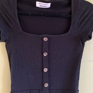 REFORMATION square next ribbed little black dress